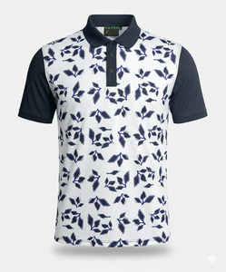 Camisa polo de poliéster azul marino oscuro con estampado por sublimación. Hecho de microfibra de poliéster de 145-150 g/m² - Product Image 2