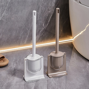 Toilet Brush Holder With Long Handle Easy To Clean Rectangular Base For Bathroom Use - Product Image 1