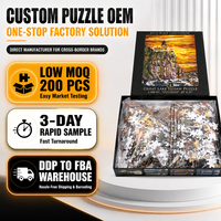 Puzzle personnalisé à marque privée de 1000 pièces, face en carton blanc, base en carton bleu, UV sélectif, emballage en tiroir pour projets photo