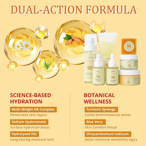 Set di Prodotti per la Cura del Viso con Essenza di Curcuma e Logo Personalizzato, Kit <span class=keywords><strong>Cosmetico</strong></span> Illuminante, Idratante e Anti-Acne - Product Image 3