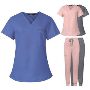 2024 Oem Breathable Stretch Hospital Uniforms for White Color Women Rayon Medical Nursing Scrubs Soft Short Sleeve Spa Uniform - Product Image 4