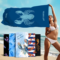 Serviette de sport en microfibre jacquard super absorbante de luxe, extra large, sans sable, serviette de plage Langouste avec logo imprimé sur mesure