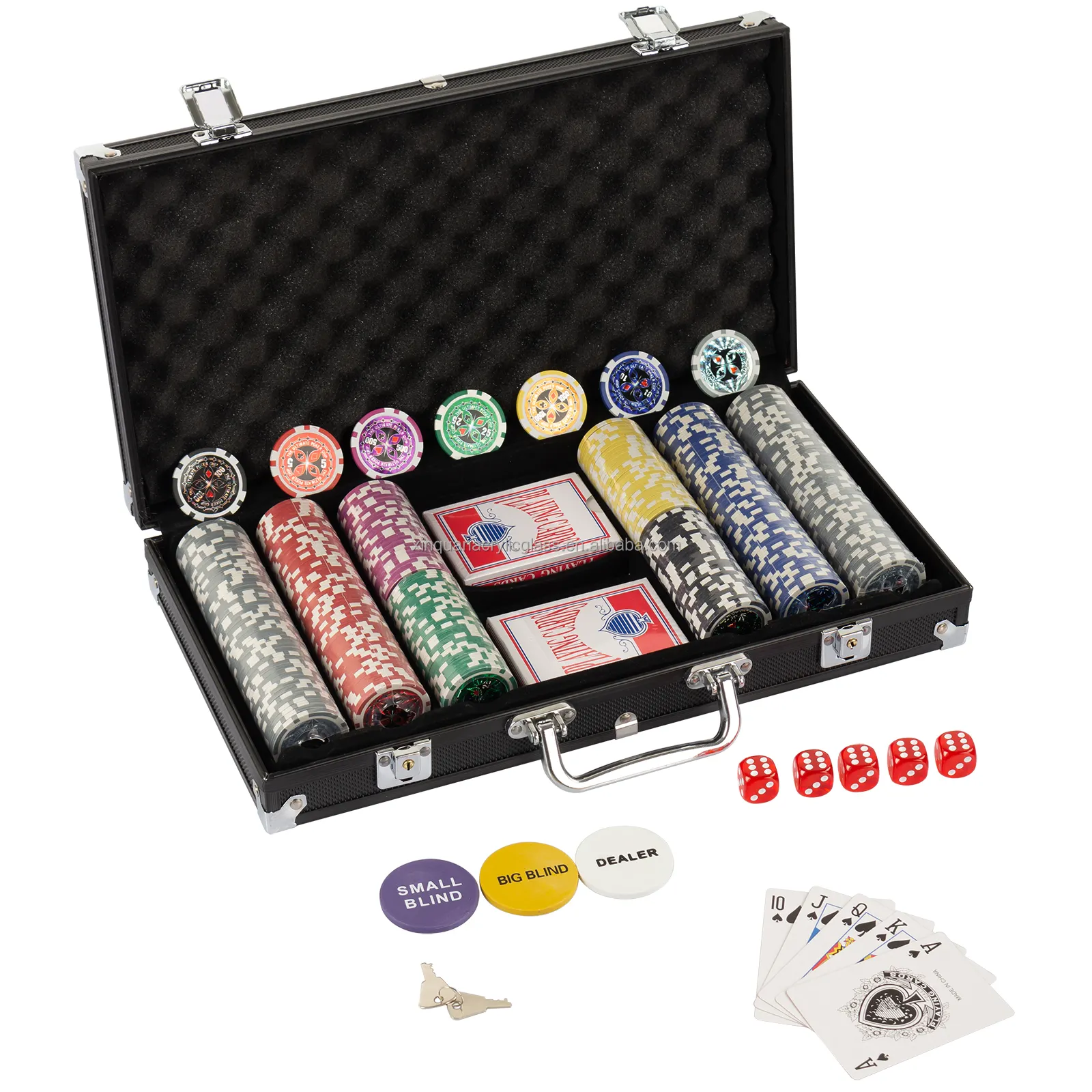 Conjunto de chips de poker adesivos, conjunto de chip de alumínio, 100 200 300 500, 1000 peças