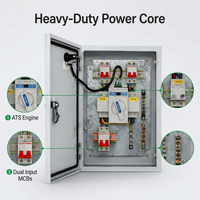 Tableau de transfert de puissance intelligent double alimentation 63A 2P 220V ATS avec fonction de réinitialisation automatique pour la maison
