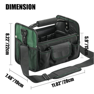 Durable Waterproof Open Top High-Capacity <b>Tool</b> <b>Tote</b> Stainless Steel Handle Adjustable Shoulder Strap 21 Pockets Electrician <b>Tool</b> - Product Image 2