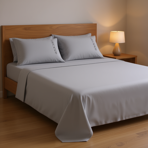 Lenzuola Matrimoniali Viasoft Grigie 135x190 cm con 2 Federe, Tinta Unita, Traspiranti, per Arredamento Casa - Product Image 2
