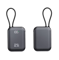 Batterie externe mini 10000mAh PD 22.5W avec câbles doubles intégrés et écran numérique