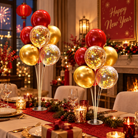 Kit de décoration de table en gros avec colonne de ballons confettis rouges et dorés en latex pour le Nouvel An, les anniversaires et les mariages