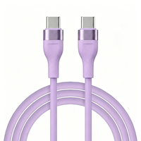 Câble USB-C vers USB-C flexible en silicone 1M/2M 60W 100W, cordon de charge rapide souple pour iPhone 15/16 MacBook iPad Pro