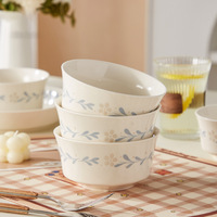 Service de vaisselle en céramique de haute qualité, couleur sous-glaçure, motif mignon, compatible micro-ondes, pour la maison, comprenant des bols, assiettes et bols à soupe
