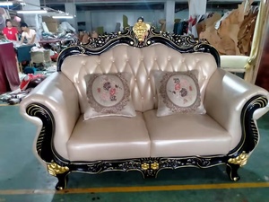 Sofa Kulit Kayu Solid Gaya Eropa 1 + 2 + 3 6 Tempat Duduk Perabot Rumah Sofa Ruang Tamu - Product Image 4