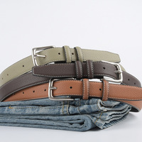 Nouvelle Arrivée Ceinture Femme en Cuir Véritable avec Boucle en Alliage, en Cuir de Vachette Première Couche Grain Litchi pour Jeans et Pantalons Décontractés – En Stock