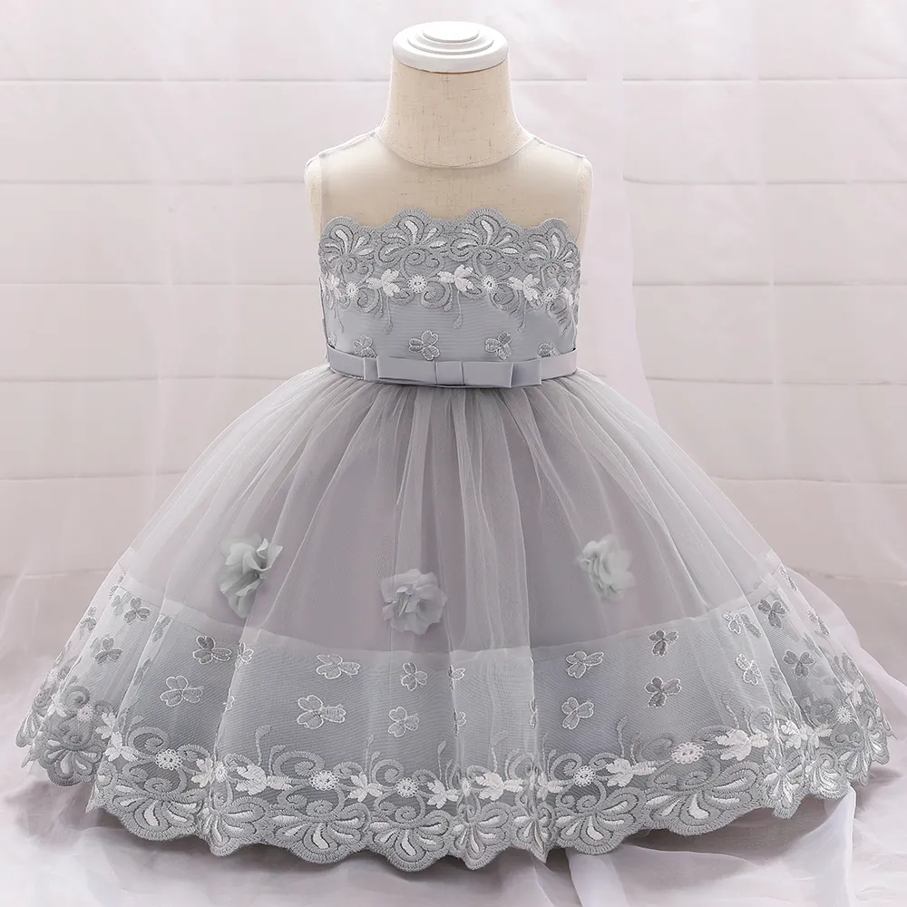 लवली बच्चों के ड्रेस बेबी लड़कियों फीता कढ़ाई फूल पोशाक के लिए लड़कियों रेशम राजकुमारी पार्टी के कपड़े औपचारिक शादी पार्टी L1922XZ