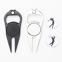 Accessoires de golf Offre Spéciale marqueur de balle de golf en métal personnalisé ou blanc ouvre-bouteille outil de réparation de divot de golf
