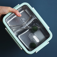 Boîte à lunch moderne portable à double compartiment carré en acier inoxydable 304 de qualité alimentaire, capacité de 501 à 800 ml