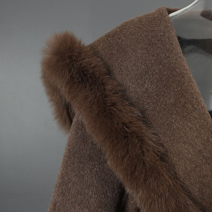 Haute qualité 2025 nouveau col <span class=keywords><strong>marine</strong></span> laine femmes manteau hiver fourrure court marron femmes manteaux - Product Image 2