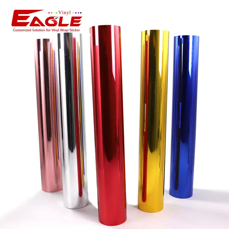 PVC Mirror Chrome Craft Vinyl Paper Rolls, Vinilo Holografico Adhesive For Cutting Plotter Color Car Decal Vinyl Sticker