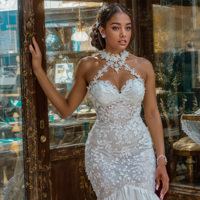 Nouvelle Robe de Mariée Sirène de Luxe en Dentelle Blanche 2022, Style Tube Élégant, Perles Lourdes, Grande Taille, pour Fêtes Africaines