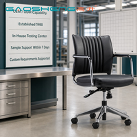 Chaise de bureau ergonomique moderne de luxe confortable en cuir PU, inclinable, avec dossier réglable en hauteur et pivotante