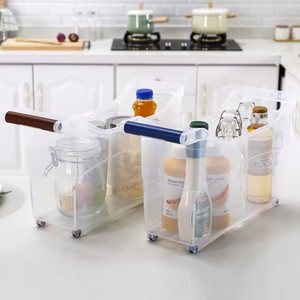 Boîte de rangement <span class=keywords><strong>en</strong></span> plastique rectangulaire classique avec roulettes - <span class=keywords><strong>Solution</strong></span> de rangement pour la cuisine et le réfrigérateur à domicile - Product Image 1