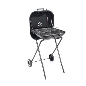Portable Folding Hamburger Grill 18-Inch Outdoor BBQ Camping Grill With Wheels And Stand - Product Image 2