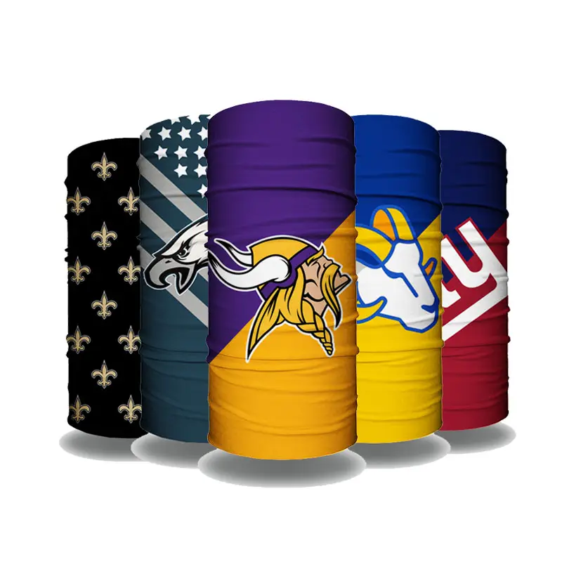 Custom Logo 32 Teams Amerika Voetbal Games Ademend Digital Printing Halsbeenkap Naadloze Nfl Bandana