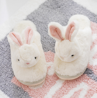 Sandal bulu kelinci wanita, kualitas tinggi lucu kelinci dalam ruangan kamar tidur hangat hewan kelinci