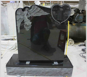 New Design Headstone With Angel Engraving in Shanxi Black - Product Image 1
