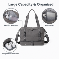 Sac de sport classique léger, sac de sport avec compartiment pour chaussures, sac de sport moyen pour hommes et femmes