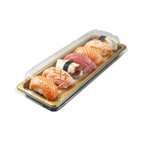 Petit contenant à sushi en PET approuvé par la FDA, boîte d'emballage à sushi à emporter, contenant à sushi en plastique élégant et fin avec couvercle transparent