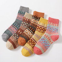 Chaussettes en laine personnalisées pour femmes / Chaussettes en acrylique tricotées à motif géométrique, chaudes pour l'hiver, absorbant la transpiration, épaisses, disponibles en plusieurs couleurs