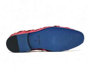 Mocasines de satén rojo para hombre, zapatos de vestir sin cordones con hebilla de cadena dorada, punta redonda, pintados a mano, para negocios, oficina, bodas y fiestas. - Product Image 2