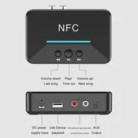 Adaptador Receptor de Audio Tideseer NFC BT200, Reproductor de Música USB, Entrada AUX de 3.5mm, RCA R/L, Compatible con Reproducción desde USB, Cobertura de 15m para Altavoces
