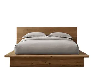 solid oak elm wood plank modern beds bedroom furniture