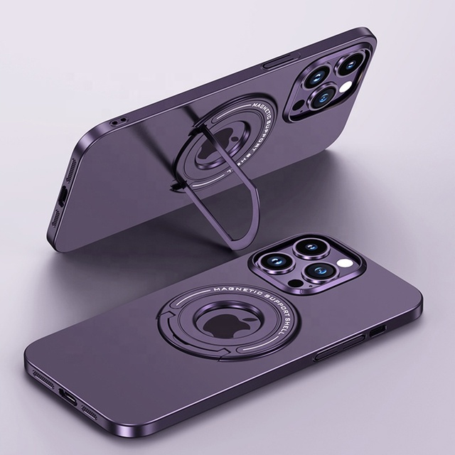 Megnectic Invisible Kick Stand Phone Case for iPhone 13 14 Pro Wireless Charging with PC Material