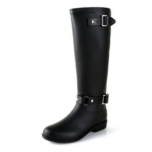 <span class=keywords><strong>Botas</strong></span> <span class=keywords><strong>de</strong></span> Lluvia Duraderas <span class=keywords><strong>de</strong></span> PVC para <span class=keywords><strong>Mujer</strong></span>, Impermeables, a Media Pantorrilla, Estilo Chelsea con Hebilla Decorativa, Acabado Mate - Product Image 2