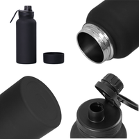 Botella Deportiva de Vacío de 1000ml, Acero Inoxidable SS304, Tapa con Soporte Magnético para Teléfono, Base de Silicona, Personalizable al por Mayor, Acabado Mate, Aislada, para Negocios y Actividades al Aire Libre