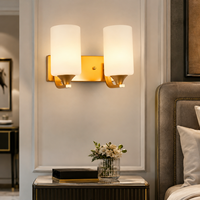 Applique murale LED dorée 5Wx2 E27 à double verre, lumière blanc chaud, pour chambre, hôtel, coiffeuse, AC85-265V, luminaire d'intérieur moderne
