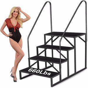 Escalera para Piscina de Casa Móvil con Pasamanos, Capacidad de Peso de 660 Libras - Product Image 1
