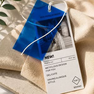 Custom Color Transparent <b>PVC</b> Hang Tags for Clothing Eco-Friendly Paper with Branded Logo Bag <b>Clothes</b> Prices Label Garment Tags - Product Image 1