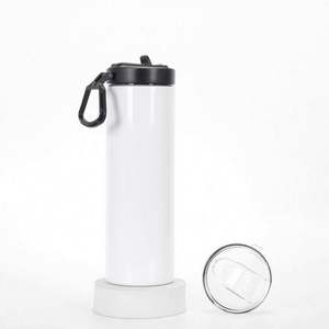 AGH Usa Warehouse White Sublimation Blanks 20oz Stainless Steel Flat Bottom Skinny Straight Vacuum Insulated Tumbler Duo Lids - Product Image 5