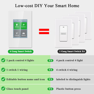 El interruptor de luz inteligente táctil LCD de 4 entradas a <span class=keywords><strong>precio</strong></span> de fábrica de LANBON funciona con Tuya Homekit Control de voz Google Home <span class=keywords><strong>Alexa</strong></span> Siril - Product Image 4