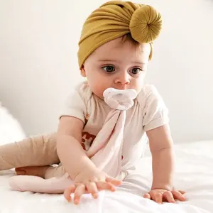 Multicolor cotton soft baby turban headband hair bands elastic headwrap beanie hat donut headband