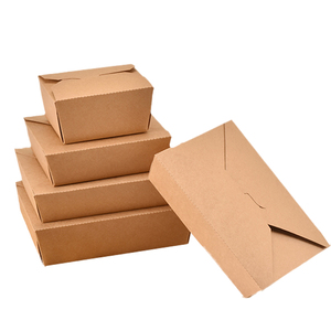 Fiambreras rectangulares de papel <span class=keywords><strong>Kraft</strong></span> desechables personalizadas del fabricante para opciones de embalaje de ensalada y pollo frito - Product Image 1