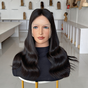 Peluca de cabello humano natural HD transparente sin pegamento con frente de encaje, línea de cabello pre-arrancada, para mujeres blancas caucasias. - Product Image 2