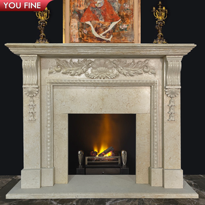 Cheminée classique en marbre sculpté à la main en pierre naturelle d'intérieur - Product Image 2