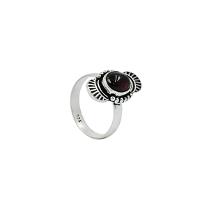 Bague en argent sterling 925 plaqué argent, style bohème, personnalisable, ajustable, avec pierre précieuse ovale rose fuchsia 7x9mm sertie en clos - Product Image 2