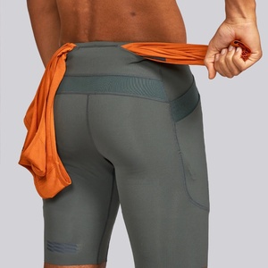 Short de course athlétique pour homme, 2-en-1, à compression longue 7 pouces, avec effet froncé aux fesses, motif camouflage, pour fitness et entraînement sportif - Product Image 3