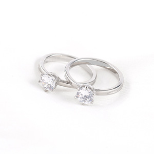 Diamond <b>Ring</b> Round Brilliant Cut <b>Titanium</b> Steel Engagement Jewelry Geometric Design XYR0072 - Product Image 3