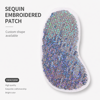Patch brodé personnalisé en sequins argentés irisés pour vêtements et tenues de danse, vente en gros OEM